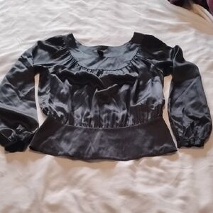 INC International Concepts Woman's Black 100% Silk Blouse, Size: 6P